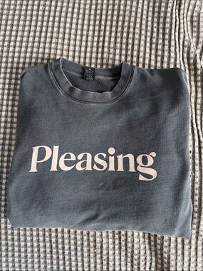 Pleasing Harry Styles Logo Crewneck Sweatshirt - Charcoal with White Script